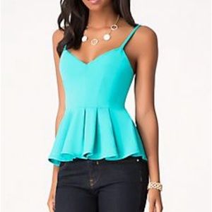 Turquoise bebe peplum top